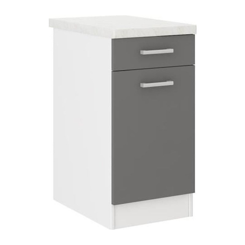 ULTRA Meuble bas de cuisine L 40 cm avec plan de travail inclus - Gris