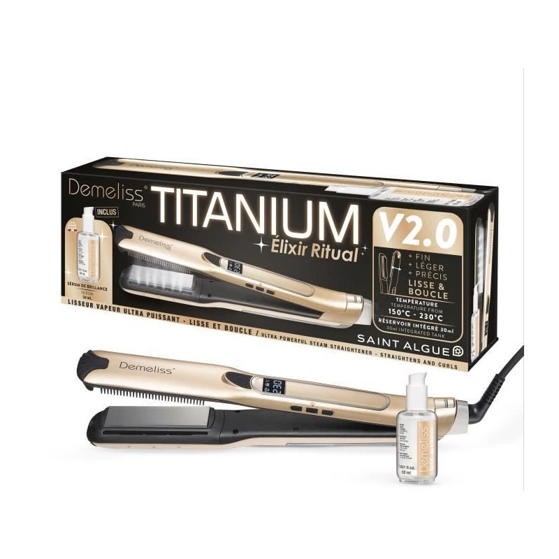 Lisseur vapeur - SAINT ALGUE - Coffret Premium Demeliss TITANIUM V2.0 - Lissa...