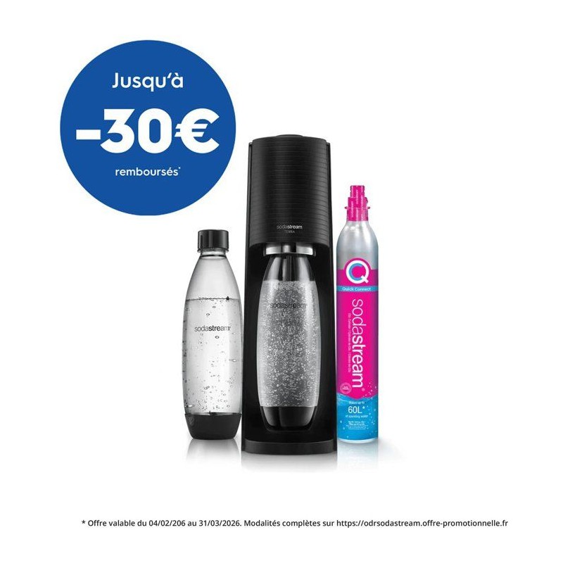 Machine a soda et eau pétillante SODASTREAM - TERRA Noire - 2 bouteilles comp...