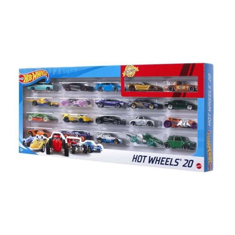 Hot Wheels - Coffret De 20 Véhicules - Petites voitures - 3 ans et +