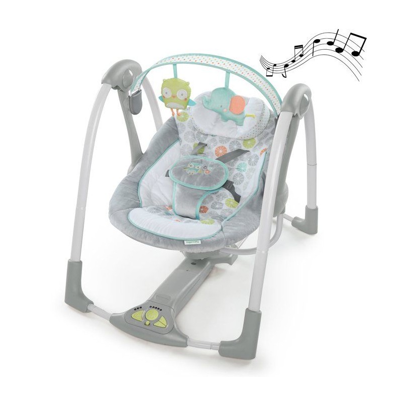 INGENUITY balancelle électrique pliable Swing and Go Hugs & Hoots- cadeau béb...