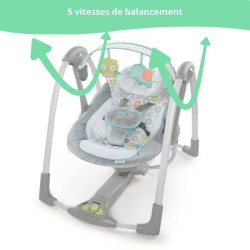 INGENUITY balancelle électrique pliable Swing and Go Hugs & Hoots- cadeau béb...