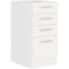 ATLAS Meuble bas 4 tiroirs - Décor blanc - L40 x P52x H82 - Plan de travail n...