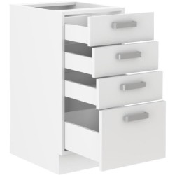 ATLAS Meuble bas 4 tiroirs - Décor blanc - L40 x P52x H82 - Plan de travail n...