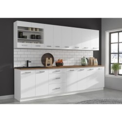 ATLAS Meuble bas 4 tiroirs - Décor blanc - L40 x P52x H82 - Plan de travail n...