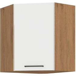 ROCK - Meuble haut d'angle - Mélaminé chene Lancelot et Blanc brillant - 58 x...