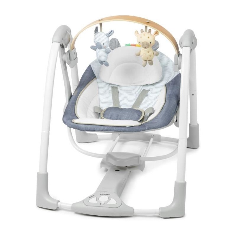 INGENUITY Transat bébé Balancelle électrique pliable – Chambray,cadeau bébé, ...