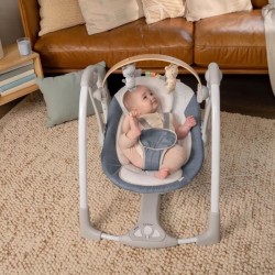 INGENUITY Transat bébé Balancelle électrique pliable – Chambray,cadeau bébé, ...