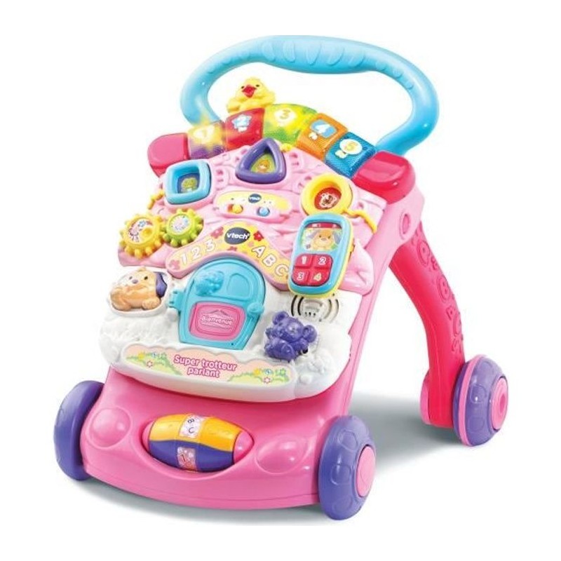 Trotteur parlant 2 en 1 VTECH - Super Trotteur - Rose pour bébé de 9