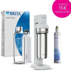 Machine a soda BRITA - SodaTRIO Blanche - 1 Bouteille 1L et 1 Cylindre de CO2...