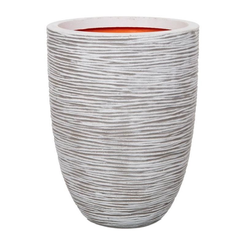 CAPI EUROPE Pot de fleurs élégant bas RIB NL - 46x58 cm - Ivoire