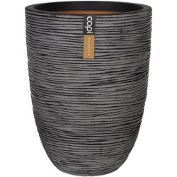 CAPI EUROPE Pot de fleurs élégant bas NATURE RIB - 46x58 cm - Anthracite