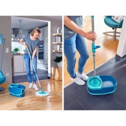 Set lave sol avec seau essoreur Leifheit Clean Twist Disc Mop 52101, balais s...
