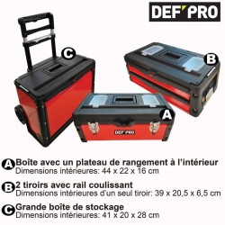 Chariot porte outils - DEFPRO - 3 modules superposables - 60 kg