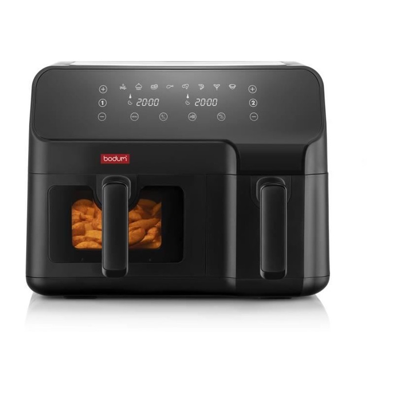 Friteuse sans huile - BODUM - Double compartiment 3,2L et 5,1L - 2700 W - Noir
