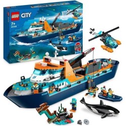 LEGO City 60368 Le Navire d'Exploration Arctique, Jouet de Grand Bateau Flott...