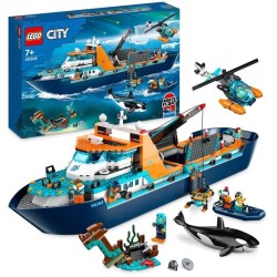 LEGO City 60368 Le Navire d'Exploration Arctique, Jouet de Grand Bateau Flott...