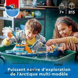 LEGO City 60368 Le Navire d'Exploration Arctique, Jouet de Grand Bateau Flott...