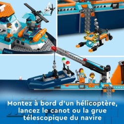 LEGO City 60368 Le Navire d'Exploration Arctique, Jouet de Grand Bateau Flott...