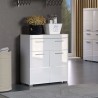 Meuble de salle de bain Rangement bas - 2 portes & 1 tiroir - Blanc - L 73 x ...