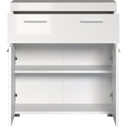 Meuble de salle de bain Rangement bas - 2 portes & 1 tiroir - Blanc - L 73 x ...