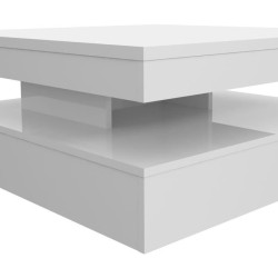 Table basse plateau rotatif - Carré  Blanc brillant - 78 x 78 x 36 cm - COFFEE