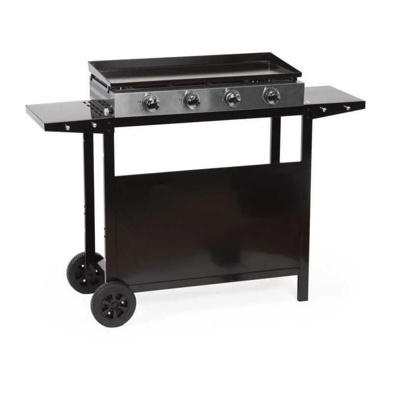 GARDEN MAX Plancha gaz MERIDA - 4 feux - Sur chariot - 127 x 46,5 x 95 cm - A...