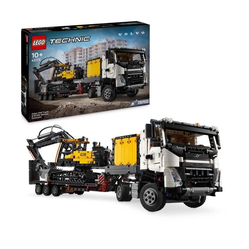 LEGO Technic 42175 Camion Volvo FMX et Pelleteuse Électrique EC230 - Set de V...