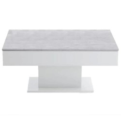 Table Basse - Bout de canapé -  mélamine Gris Béton et Blanc L100 x H46,1 x P...