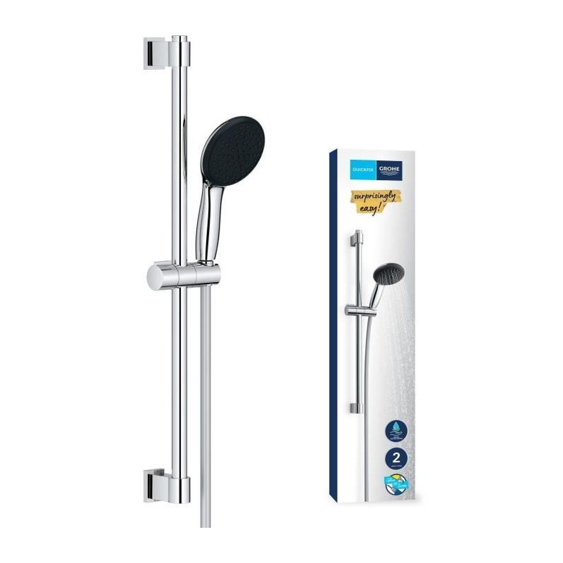 Ensemble de douche avec pommeau 2 jets, barre 60cm et flexible 1,75m - GROHE ...