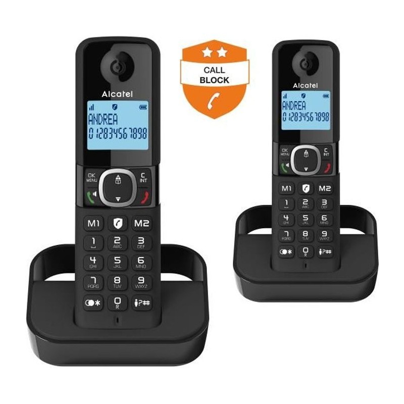 Téléphone fixe sans fil - ALCATEL - F860 duo noir - Blocage d'appels indésira...