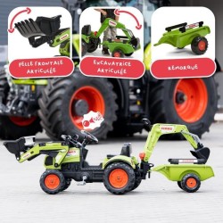 Tractopelle Claas - FALK - Volant directionnel, Excavatrice et Remorque - Fab...