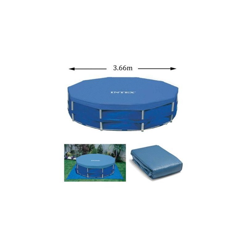 Bâche de protection pour piscine ronde Intex 28031 - Diametre 3,66m - Rabat 2...