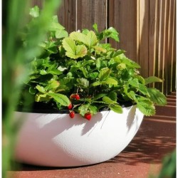 Coupe pot de fleurs - RIVIERA - Granit - D40 H15 cm - Blanc