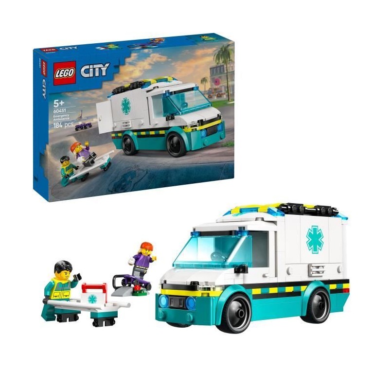LEGO City 60451 L'ambulance de secours - Jouet de construction pour garçon de...