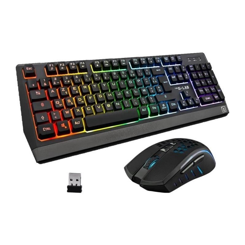 Pack Gamer 2 en 1 - The G-Lab - COMBO TUNGSTEN - Souris Sans Fil - Clavier Sa...