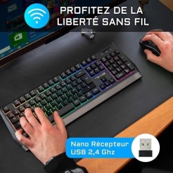 Pack Gamer 2 en 1 - The G-Lab - COMBO TUNGSTEN - Souris Sans Fil - Clavier Sa...