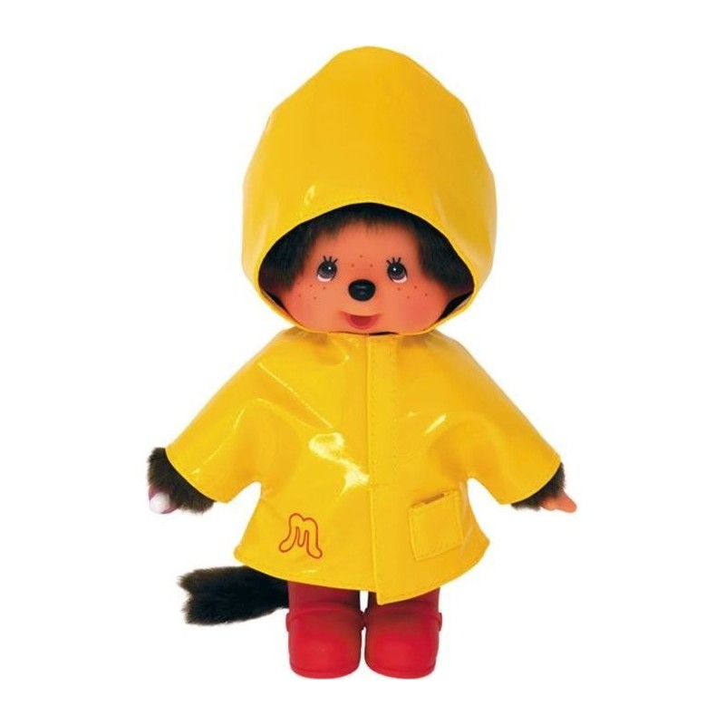 Peluche Monchhichi - BANDAI - Ciré Iconique Jaune - 20 cm