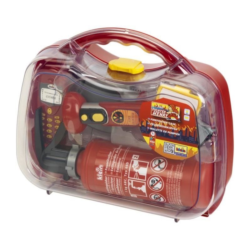 Mallette de pompier transparente avec 6 accessoires dont 1 lampe torche avec ...