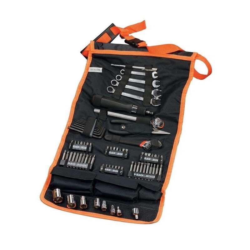 Kit d'outillage - BLACK+DECKER - A7063-QZ - 77 pieces - embouts, clés, douilles