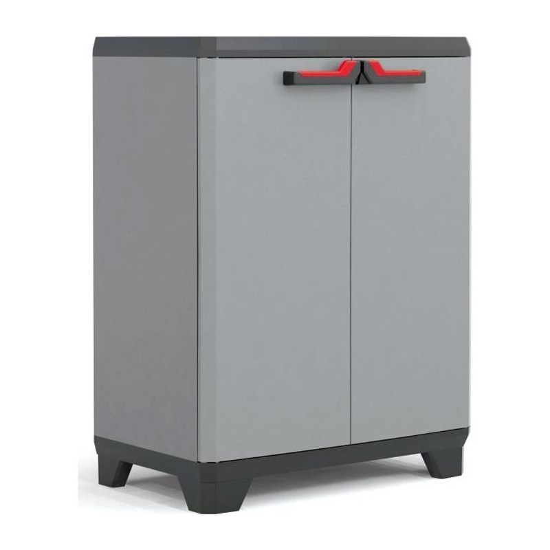 Keter Armoire de Rangement Basse Stilo Gris et Noir 90 cm Casier Organisateur...