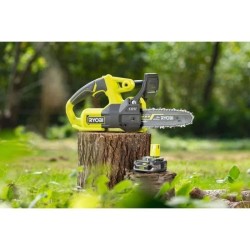 RYOBI - Tronçonneuse compacte 18V ONE+ - guide 20 cm - 4,6 m/s - tendeur laté...