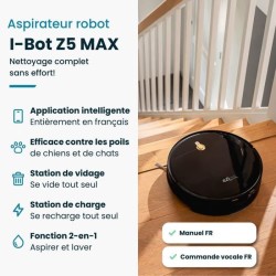 Robot Aspirateur Laveur Connecté EZICLEAN I-Bot Z5 - 75 min - 2.6Kpa - 60-90m...