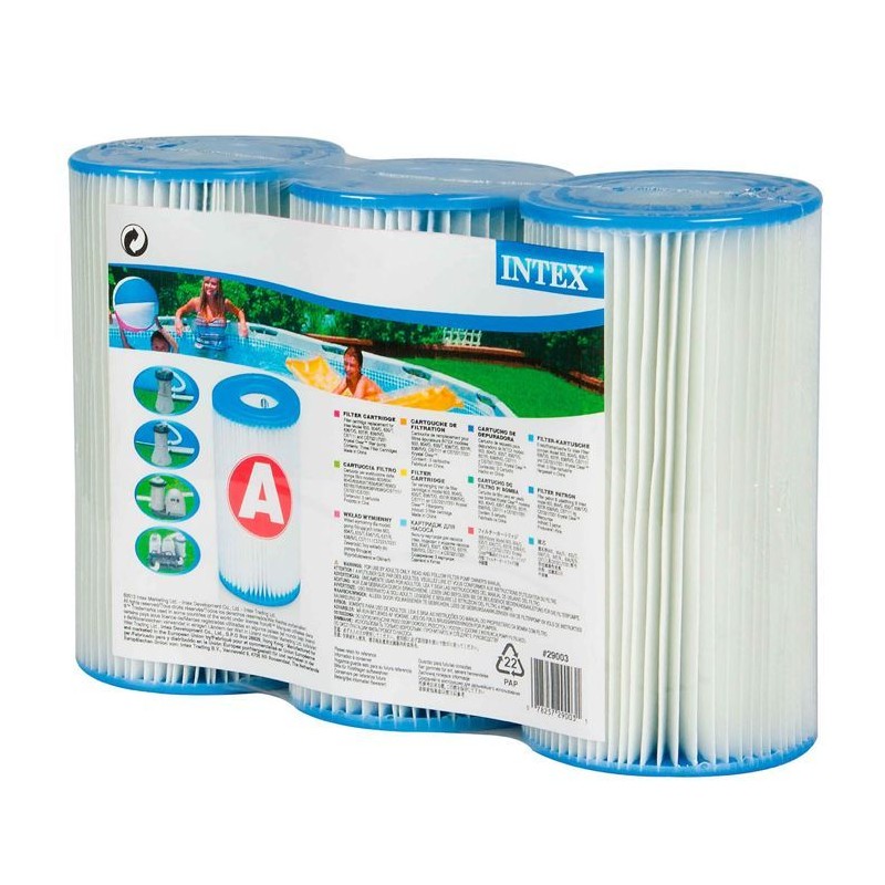 Lot de 3 cartouches de filtration A - Intex - Fibre Dacron - Faciles a nettoyer