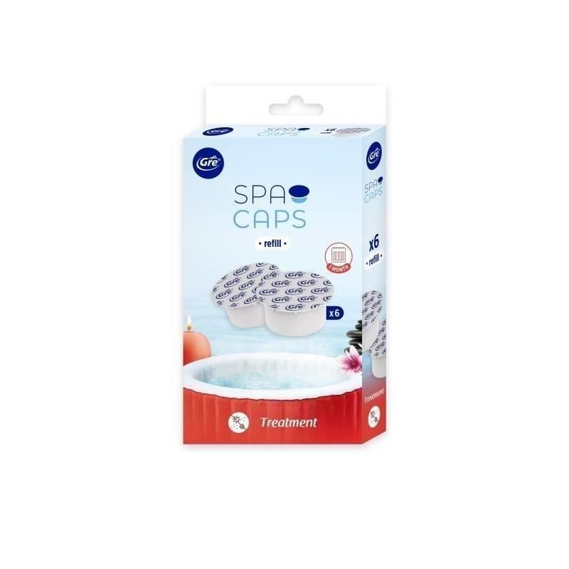 GRE - Recharges SPA CAPS pour désinfection de spa gonflable - Sans chlore - 6...