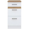 JUNONA Meuble bas de cuisine 40 cm - 3 tiroirs + plan de travail - Blanc bril...