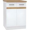 JUNONA Meuble bas de cuisine 60 cm - 2 Portes - Plan de travail - Blanc brillant