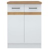 JUNONA Meuble bas de cuisine 60 cm - 2 Portes - Plan de travail - Blanc brillant