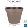 Pot de fleurs rond - EDA - TOSCANE - 76 L - Ø 60 x H 47 cm - Taupe
