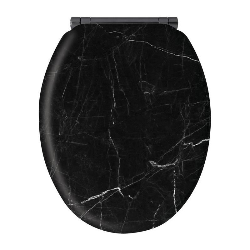 Abattant en marbre noir - MDF FSC - GELCO - Déclipsable - Charnieres en métal...